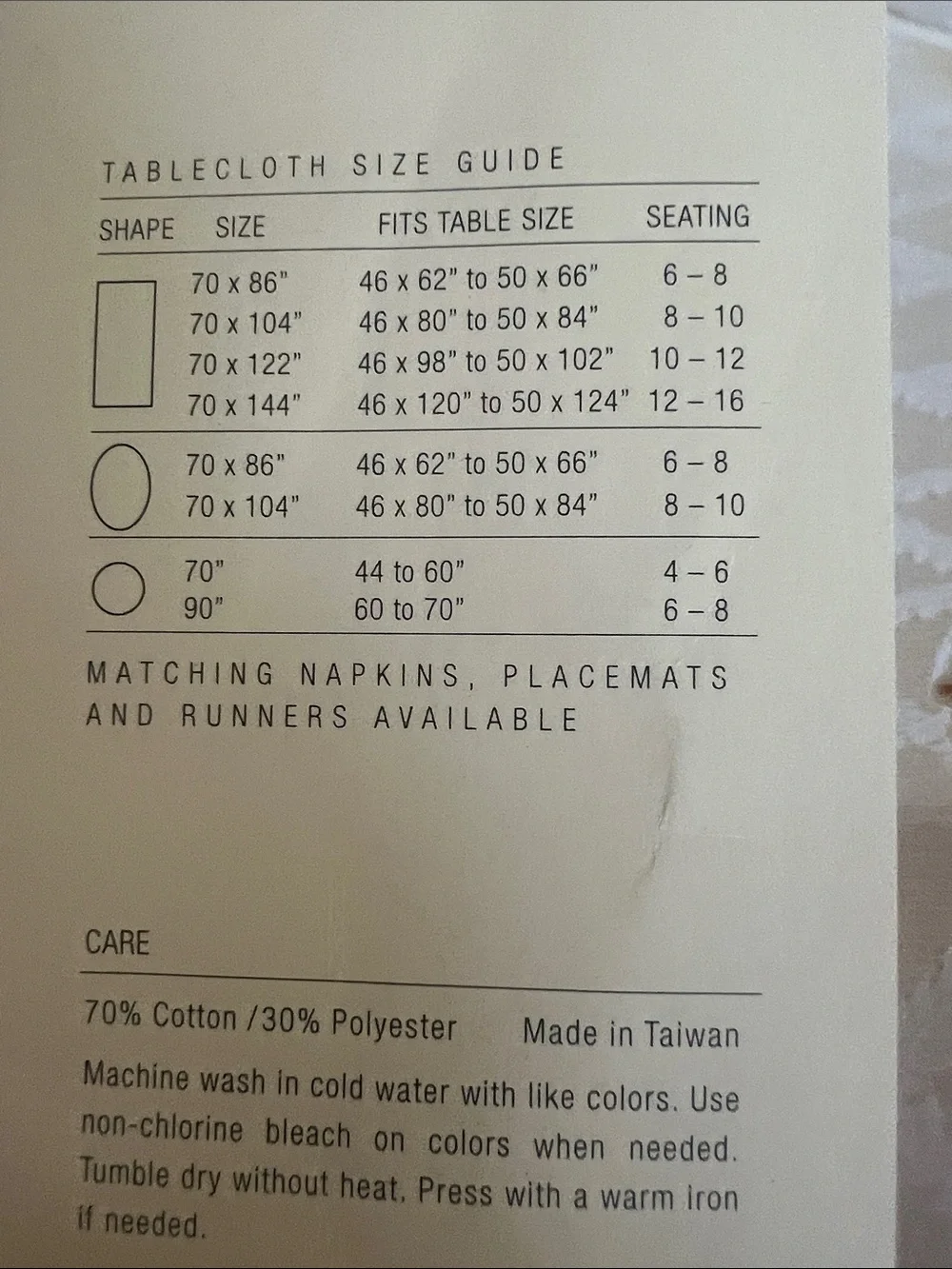 70x144 Oblong NEW IN PKG Lenox Laurel Leaf Tablecloth in Beige/Cream. Sheen.